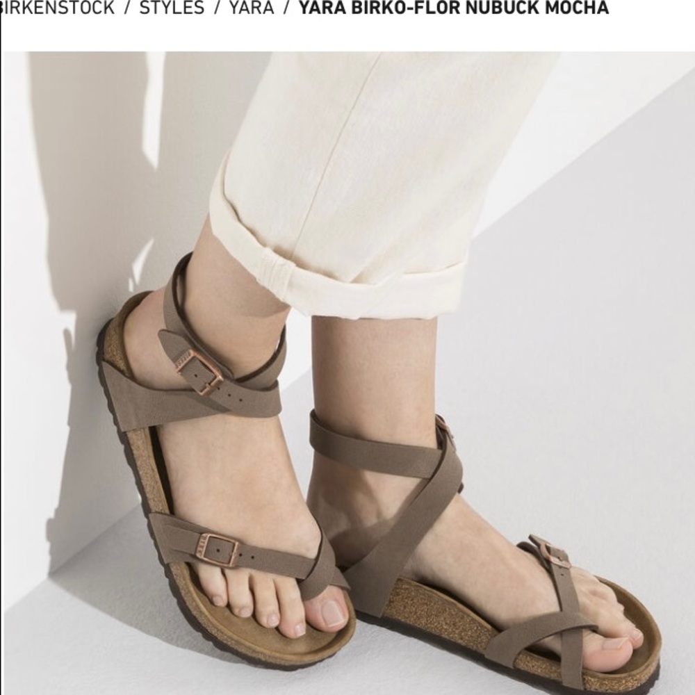Yara Birko- Flor Nubuck Mocha Sandals